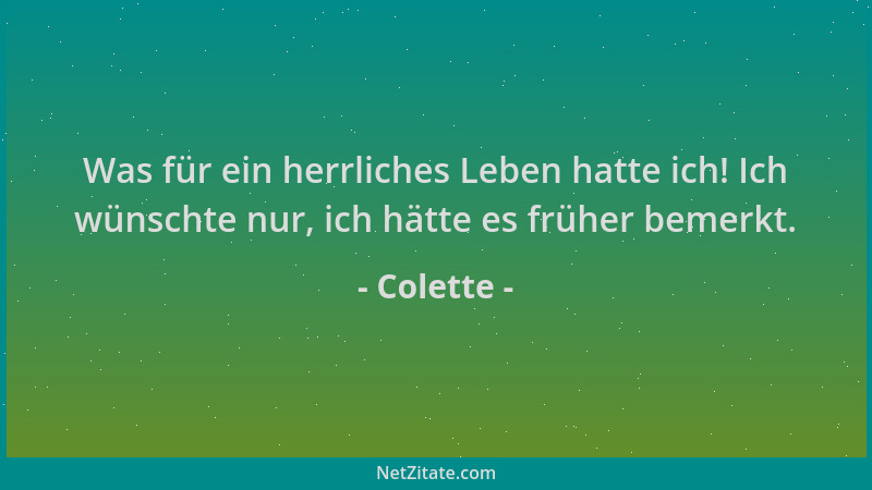 Colette - Was für ein herrliches Leben hatte ich! Ich wünschte nur, ich hätte es früher bemerkt....
