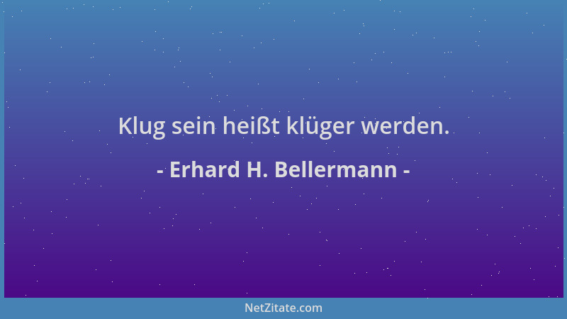 Erhard H. Bellermann - Klug sein heißt klüger werden....
