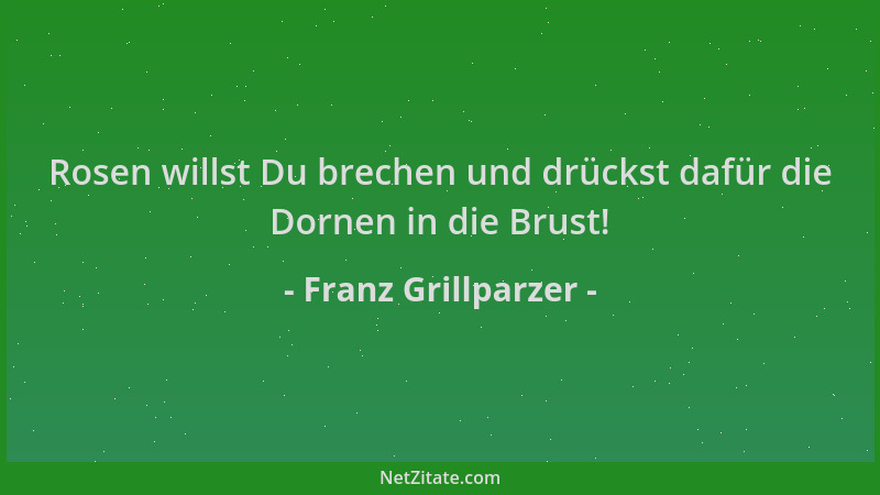 Franz Grillparzer - Rosen willst Du brechen und drückst dafür die Dornen in die Brust!...