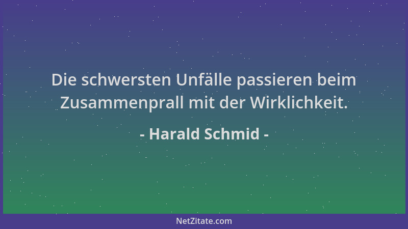 Harald Schmid - Die schwersten Unfälle passieren beim Zusammenprall mit der Wirklichkeit....
