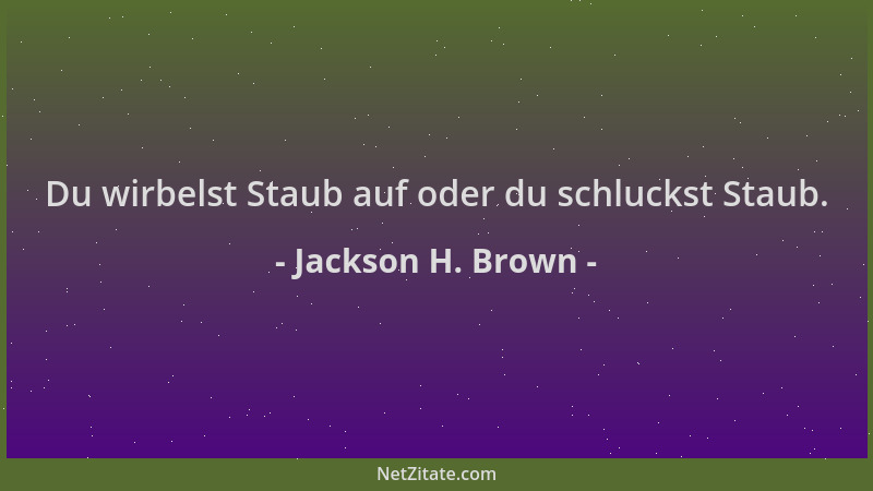 Jackson H. Brown - Du wirbelst Staub auf oder du schluckst Staub....