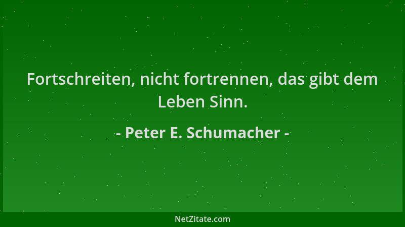 Peter E. Schumacher - Fortschreiten, nicht fortrennen, das gibt dem Leben Sinn....