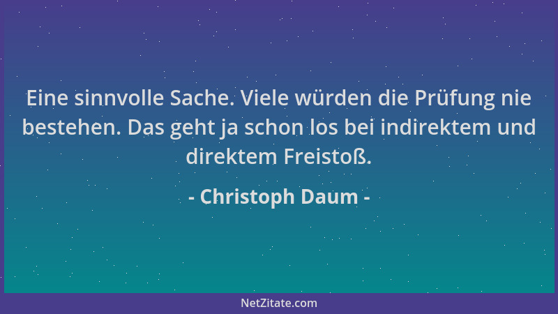 Christoph Daum - Eine sinnvolle Sache. Viele würden die Prüfung nie bestehen. Das geht ja schon los bei indirektem und dire...