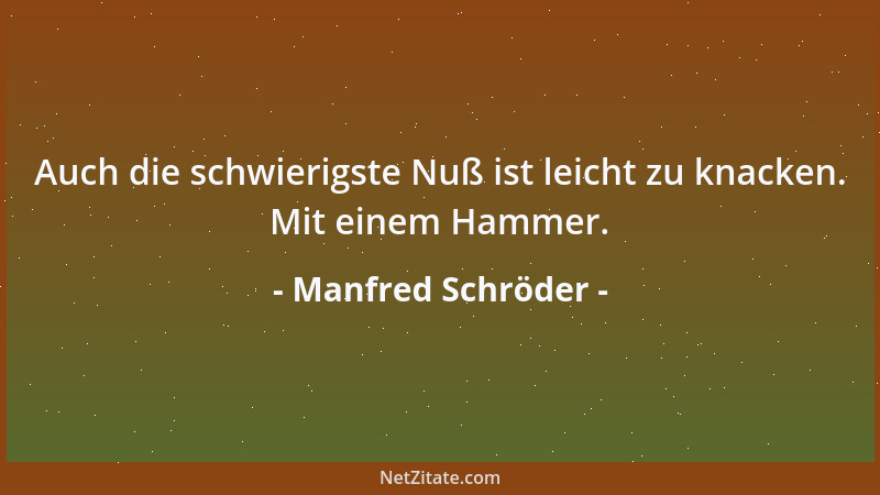 Manfred Schröder - Auch die schwierigste Nuß ist leicht zu knacken. Mit einem Hammer....
