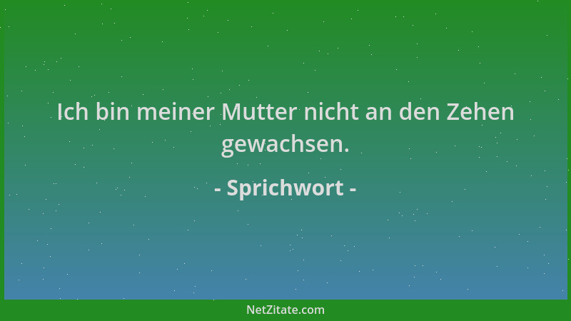 Sprichwort - Ich bin meiner Mutter nicht an den Zehen gewachsen....