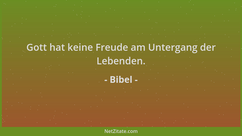 Bibel - Gott hat keine Freude am Untergang der Lebenden....