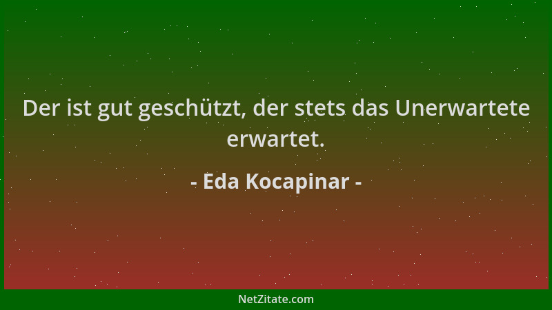 Eda Kocapinar - Der ist gut geschützt, der stets das Unerwartete erwartet....