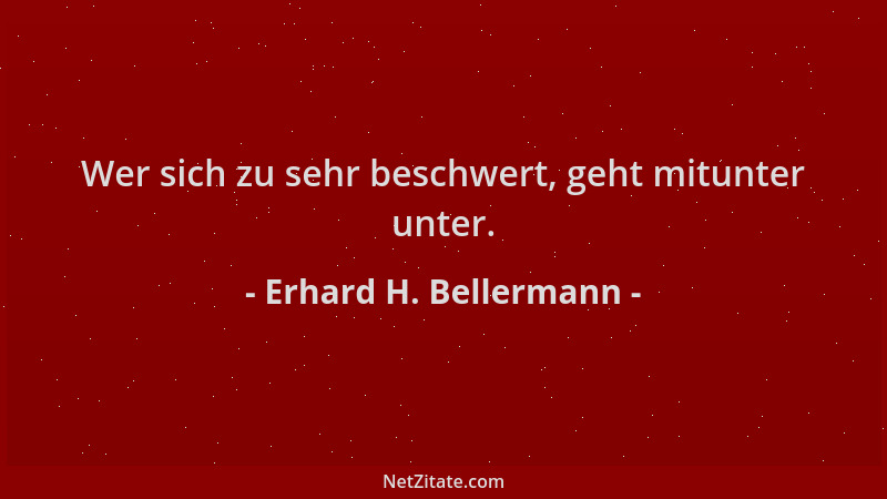 Erhard H. Bellermann - Wer sich zu sehr beschwert, geht mitunter unter....