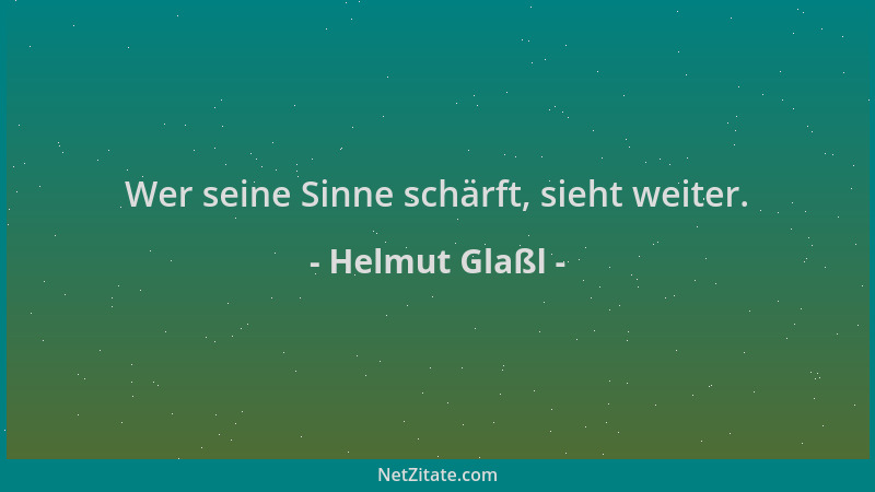 Helmut Glaßl - Wer seine Sinne schärft, sieht weiter....