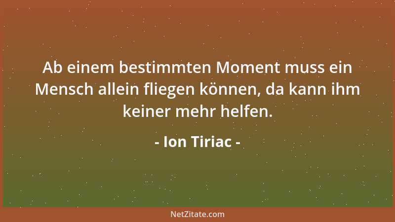Ion Tiriac - Ab einem bestimmten Moment muss ein Mensch allein fliegen können, da kann ihm keiner mehr helfen....