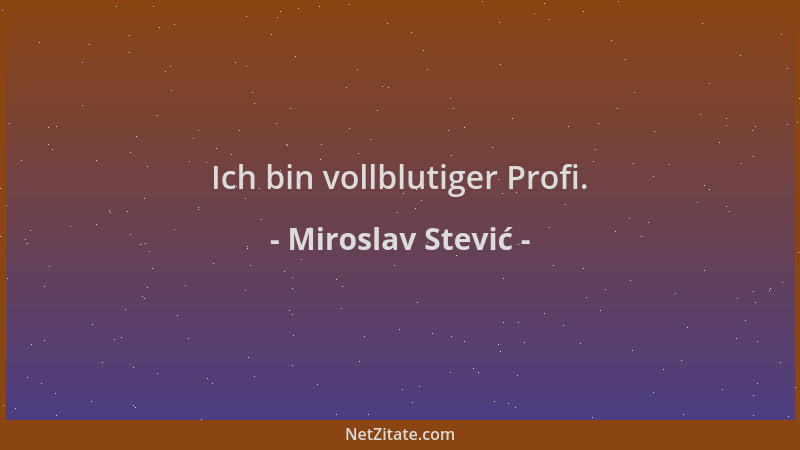 Miroslav Stević - Ich bin vollblutiger Profi....