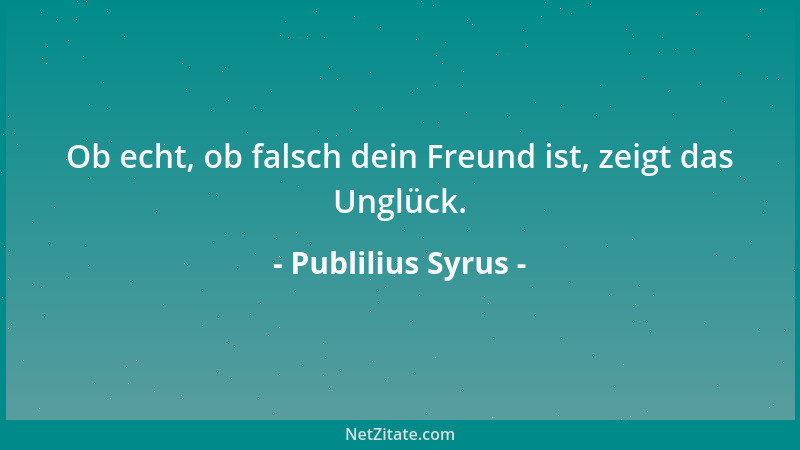 Publilius Syrus - Ob echt, ob falsch dein Freund ist, zeigt das Unglück....