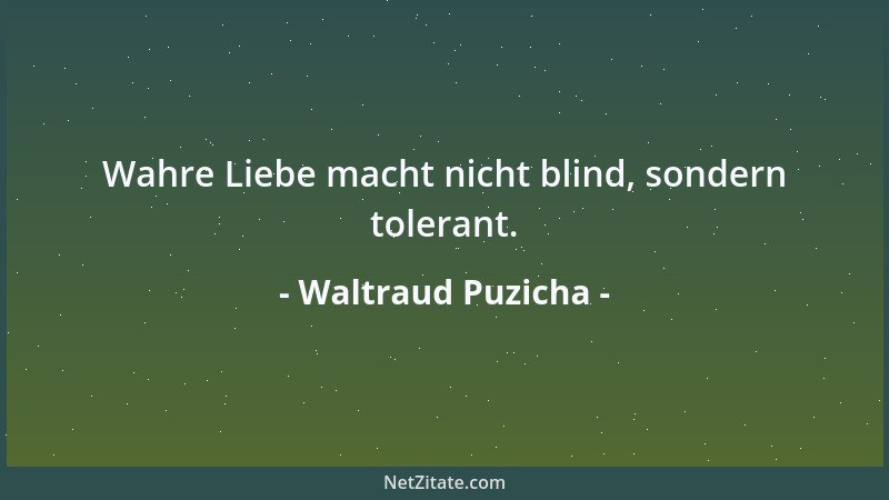 Waltraud Puzicha - Wahre Liebe macht nicht blind, sondern tolerant....