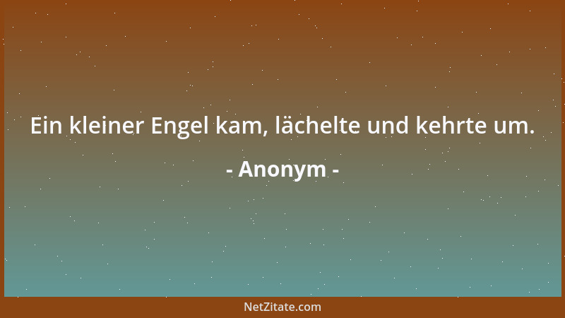Anonym - Ein kleiner Engel kam, lächelte und kehrte um....