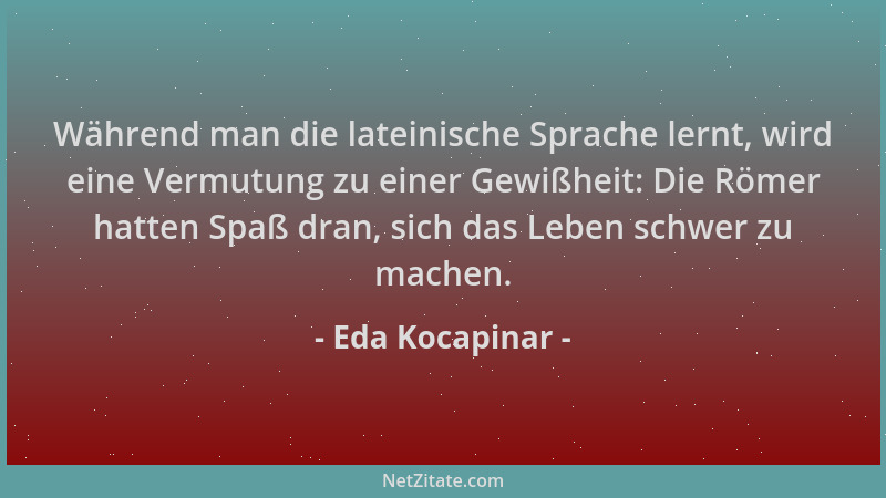 Eda Kocapinar - Während man die lateinische Sprache lernt, wird eine Vermutung zu einer Gewißheit: Die Römer hatten Spaß dr...