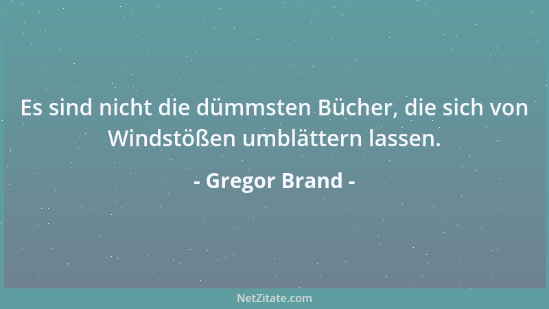 Gregor Brand - Es sind nicht die dümmsten Bücher, die sich von Windstößen umblättern lassen....