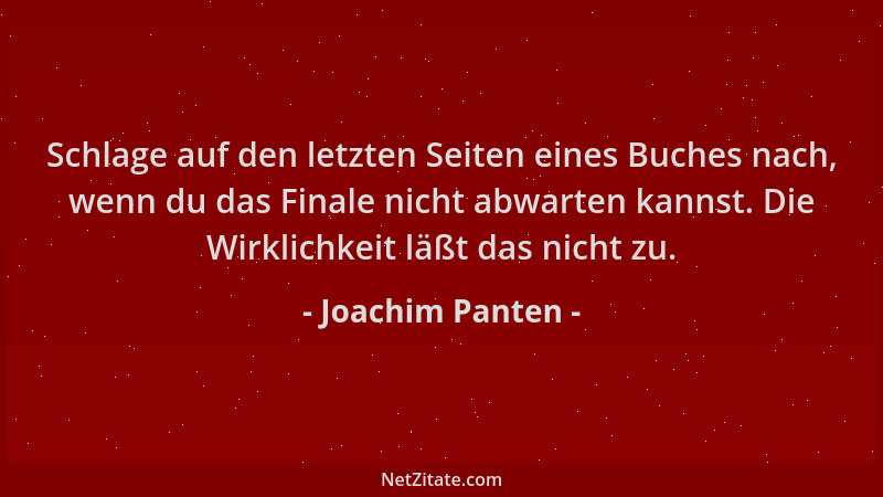 Joachim Panten - Schlage auf den letzten Seiten eines Buches nach, wenn du das Finale nicht abwarten kannst. Die Wirklichke...