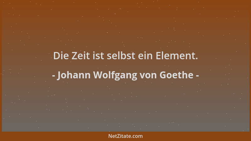 Johann Wolfgang von Goethe - Die Zeit ist selbst ein Element....