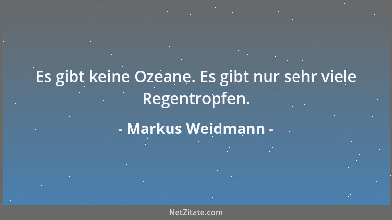Markus Weidmann - Es gibt keine Ozeane. Es gibt nur sehr viele Regentropfen....