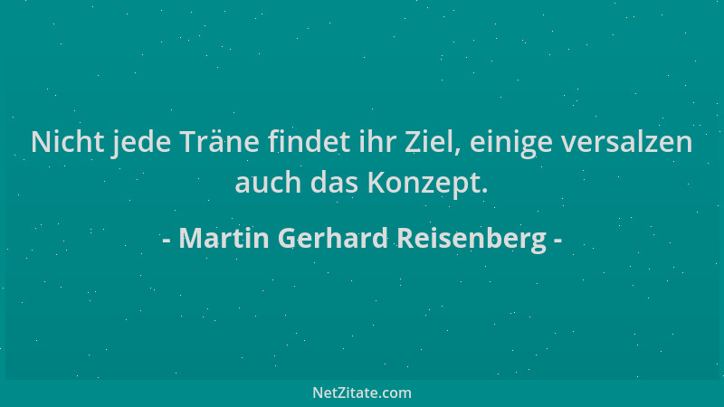 Martin Gerhard Reisenberg - Nicht jede Träne findet ihr Ziel, einige versalzen auch das Konzept....