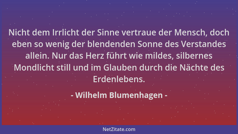 Wilhelm Blumenhagen - Nicht dem Irrlicht der Sinne vertraue der Mensch, doch eben so wenig der blendenden Sonne des Verstan...