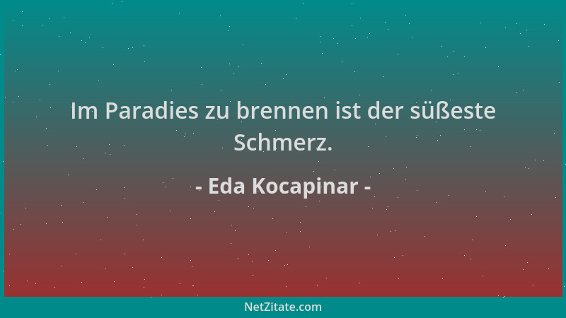 Eda Kocapinar - Im Paradies zu brennen ist der süßeste Schmerz....