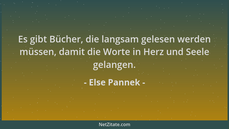 Else Pannek - Es gibt Bücher, die langsam gelesen werden müssen, damit die Worte in Herz und Seele gelangen....