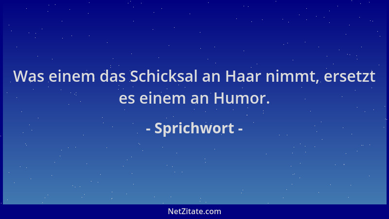 Sprichwort - Was einem das Schicksal an Haar nimmt, ersetzt es einem an Humor....