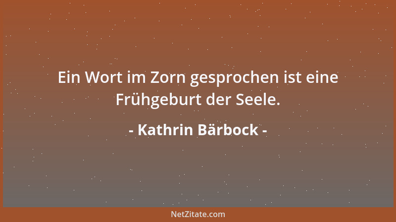 Kathrin Bärbock - Ein Wort im Zorn gesprochen ist eine Frühgeburt der Seele....