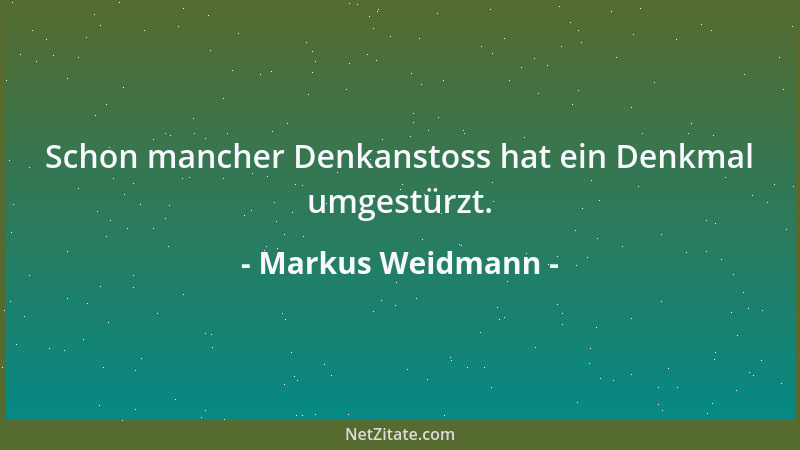 Markus Weidmann - Schon mancher Denkanstoss hat ein Denkmal umgestürzt....