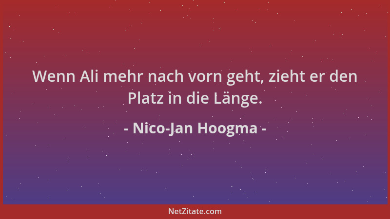 Nico-Jan Hoogma - Wenn Ali mehr nach vorn geht, zieht er den Platz in die Länge....