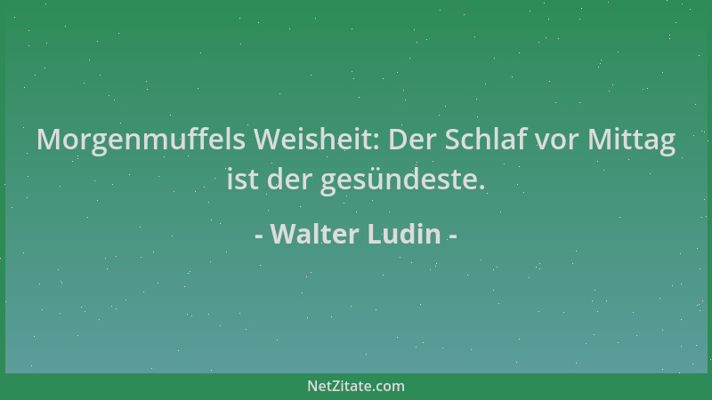 Walter Ludin - Morgenmuffels Weisheit: Der Schlaf vor Mittag ist der gesündeste....