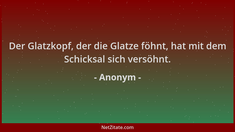 Anonym - Der Glatzkopf, der die Glatze föhnt, hat mit dem Schicksal sich versöhnt....