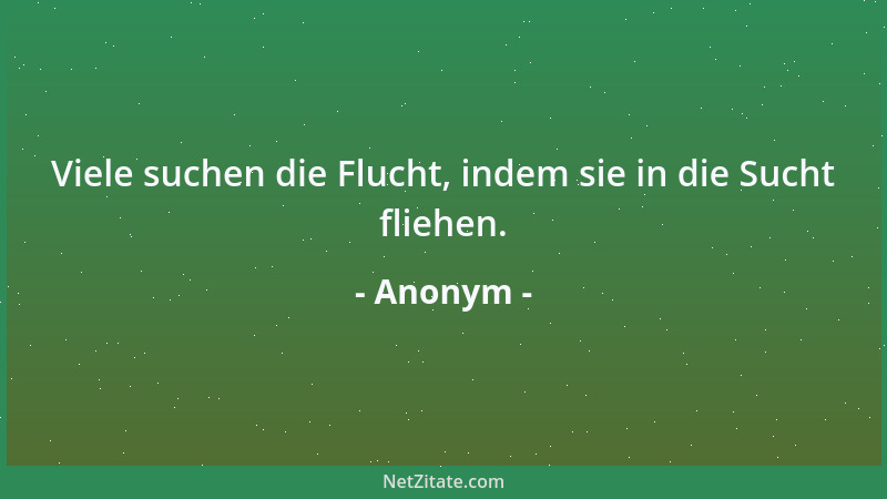 Anonym - Viele suchen die Flucht, indem sie in die Sucht fliehen....