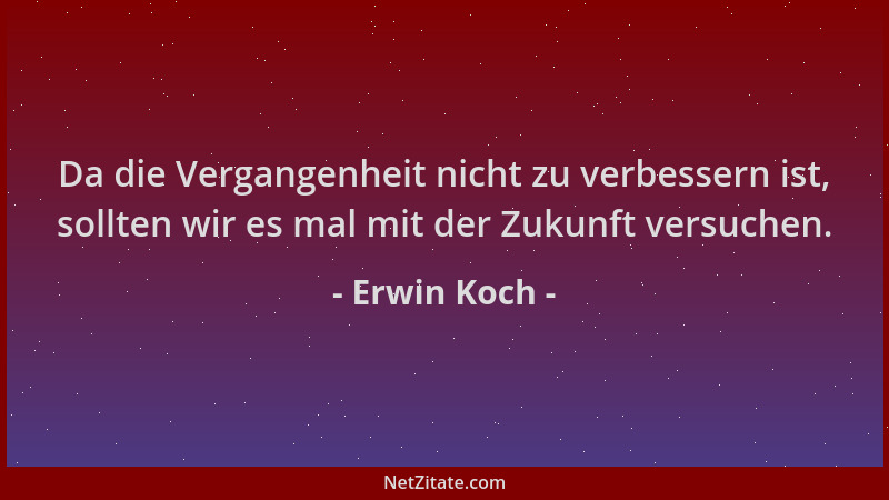 Erwin Koch - Da die Vergangenheit nicht zu verbessern ist, sollten wir es mal mit der Zukunft versuchen....
