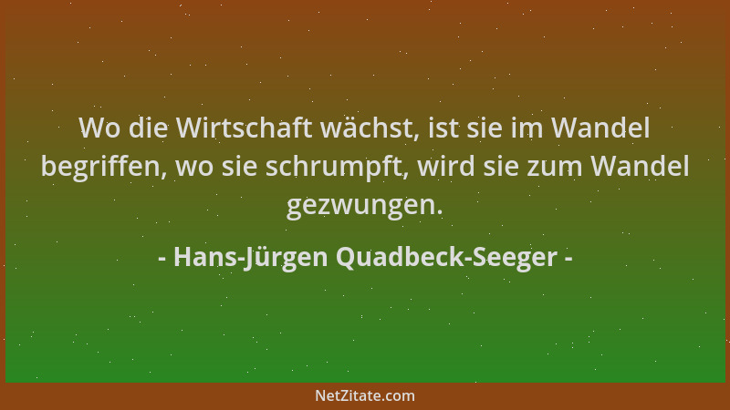 Hans-Jürgen Quadbeck-Seeger - Wo die Wirtschaft wächst, ist sie im Wandel begriffen, wo sie schrumpft, wird sie zum Wandel...