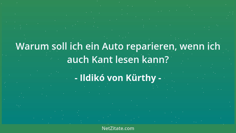 Ildikó von Kürthy - Warum soll ich ein Auto reparieren, wenn ich auch Kant lesen kann?...