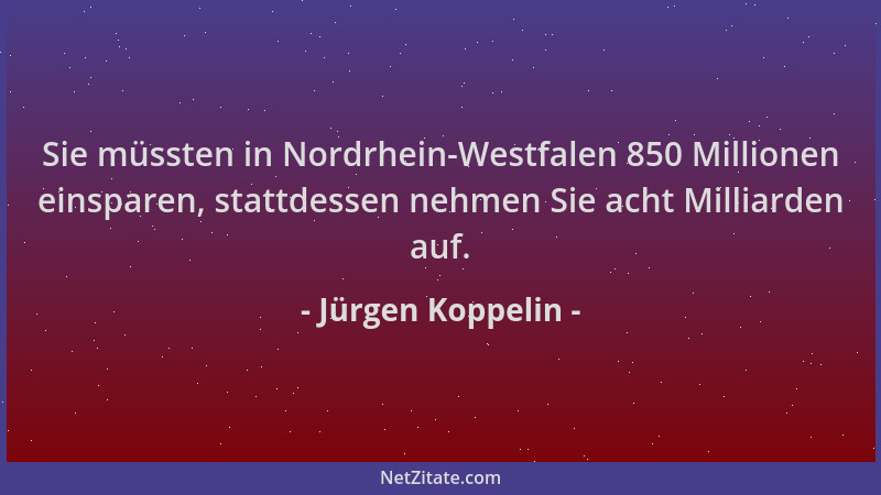 Jürgen Koppelin - Sie müssten in Nordrhein-Westfalen 850 Millionen einsparen, stattdessen nehmen Sie acht Milliarden auf....