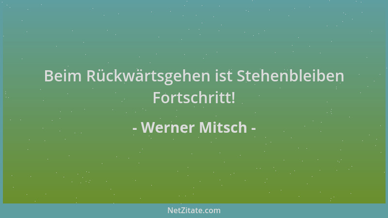 Werner Mitsch - Beim Rückwärtsgehen ist Stehenbleiben Fortschritt!...