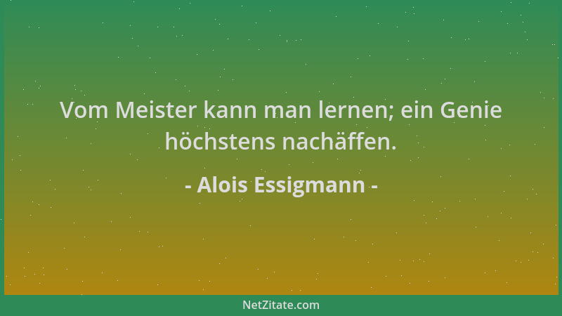 Alois Essigmann - Vom Meister kann man lernen; ein Genie höchstens nachäffen....