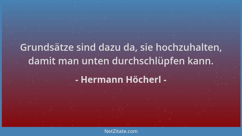 Hermann Höcherl - Grundsätze sind dazu da, sie hochzuhalten, damit man unten durchschlüpfen kann....