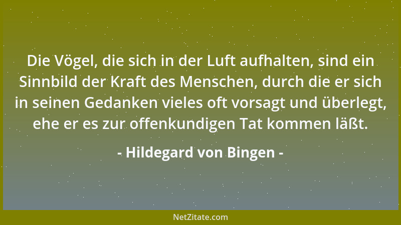 Hildegard von Bingen - Die Vögel, die sich in der Luft aufhalten, sind ein Sinnbild der Kraft des Menschen, durch die er si...