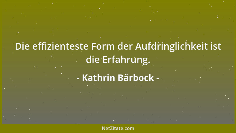 Kathrin Bärbock - Die effizienteste Form der Aufdringlichkeit ist die Erfahrung....