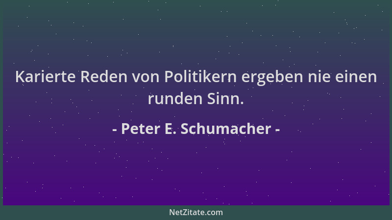 Peter E. Schumacher - Karierte Reden von Politikern ergeben nie einen runden Sinn....