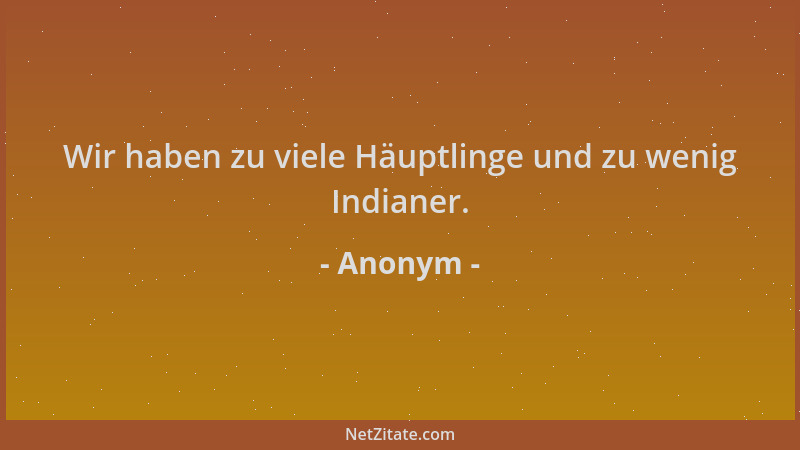 Anonym - Wir haben zu viele Häuptlinge und zu wenig Indianer....
