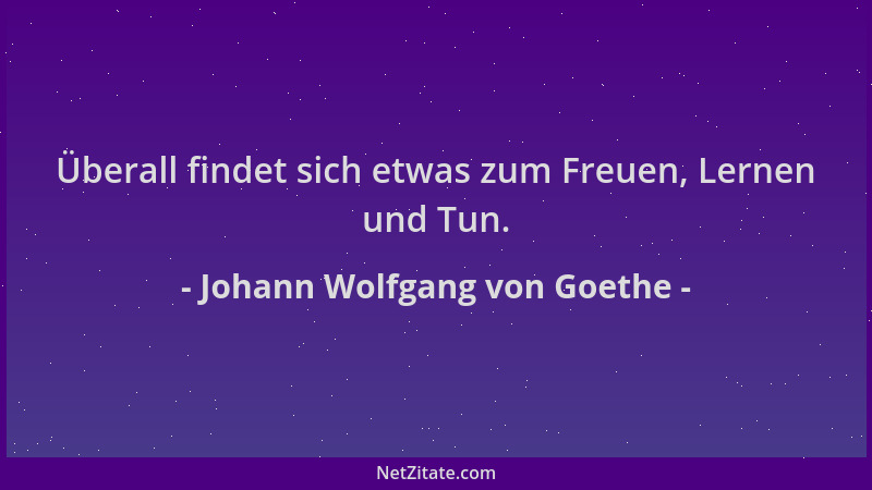 Johann Wolfgang von Goethe - Überall findet sich etwas zum Freuen, Lernen und Tun....