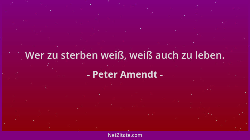 Peter Amendt - Wer zu sterben weiß, weiß auch zu leben....