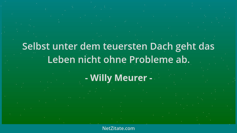 Willy Meurer - Selbst unter dem teuersten Dach geht das Leben nicht ohne Probleme ab....