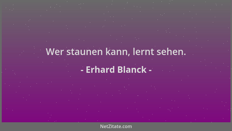 Erhard Blanck - Wer staunen kann, lernt sehen....