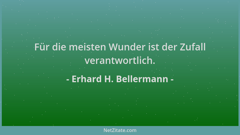 Erhard H. Bellermann - Für die meisten Wunder ist der Zufall verantwortlich....